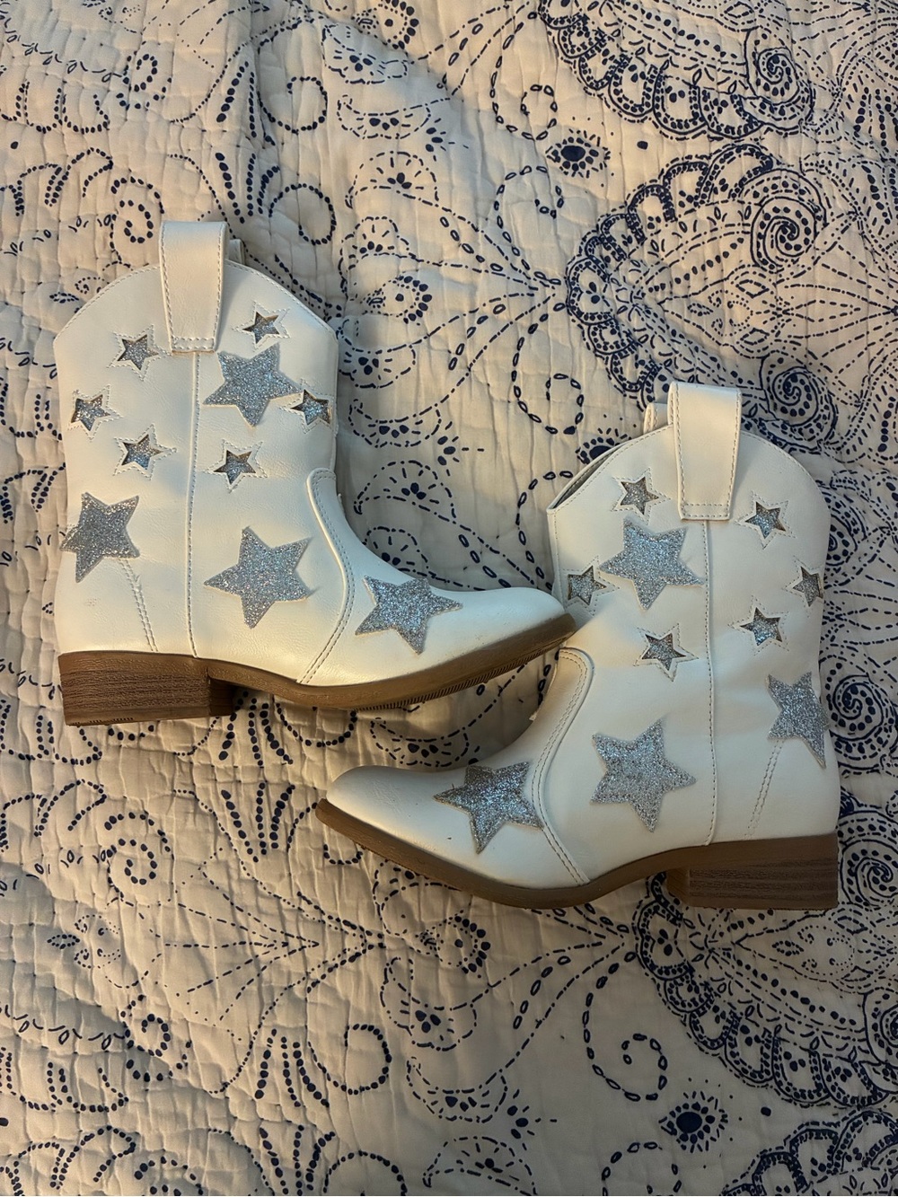 White Star Accent Western Ankle Boots - Girls size 13